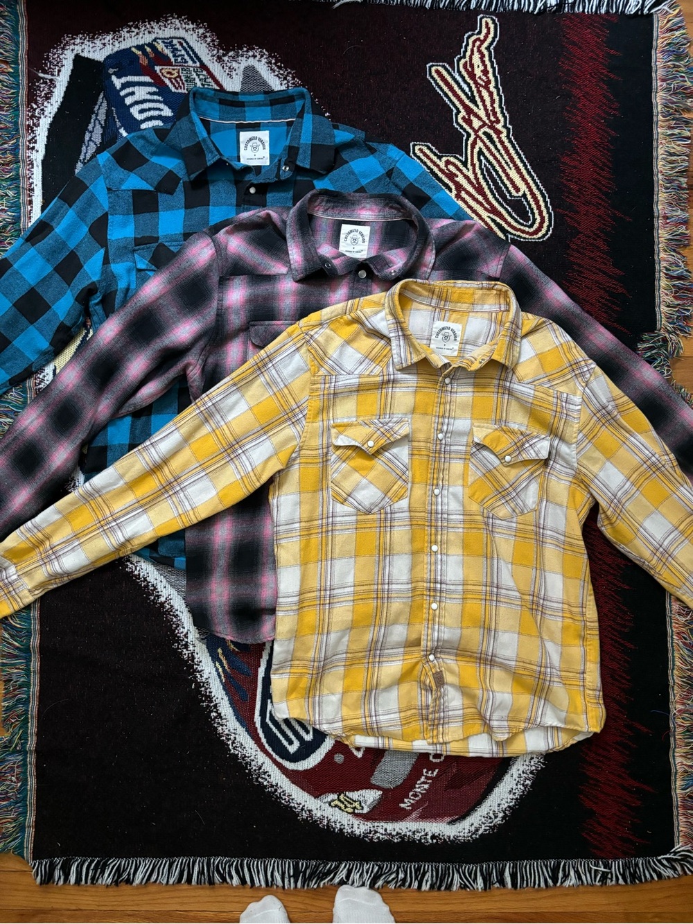 Lot Of 3 Dubinik Mens Western Flannel Shirt  Plaid Snap Button Size Medium